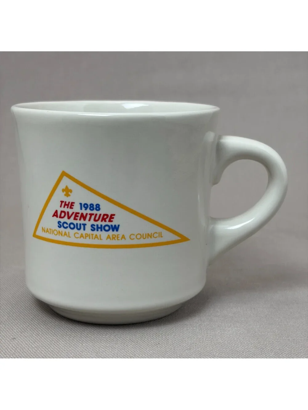 Vintage 1988 Boy Scouts BSA Adventure Scout Show Ceramic Coffee Mug Cup 8 oz